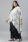 Plus Size White And Deep Blue Ombre kurta With Printed Gillet And Parallel Pants