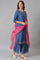 Blue Embroidered kurta With Parallel Pants And Pink Dupatta