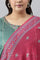 Plus Size Dark Green Embroidered kurta With Parallel Pants And Pink Printed Dupatta