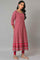 Dark Pink Printed Kalidar kurta With Tights