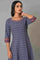 Purple Printed Kalidar kurta With Tights