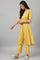 Yellow Glitter Printed Mock Layer kurta With Straight Pants