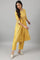 Yellow Glitter Printed Mock Layer kurta With Straight Pants