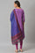 Dark Purple Ombre Cowl kurta With Tights And Bandhani Dupatta