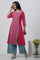 Pink Placement Printed Kurta And Pants Set