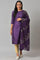 Deep Purple Karnatka Silk kurta With Green Slim Pants And Mukaish Dupatta