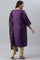 Pdeep Purple Karnatka Silk Plus Size kurta With Green Slim Pants And Mukaish Dupatta