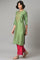 Dark Green Embroidered Festive kurta With Pink Parallel Pants