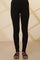 Black Solid Cotton Lycra Ankle Length Leggings