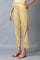 Beige Yarn-Dyed Solid Trousers