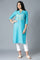 Blue Cotton Printed kurta
