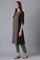 Black Cotton kurta and Green Trousers Set