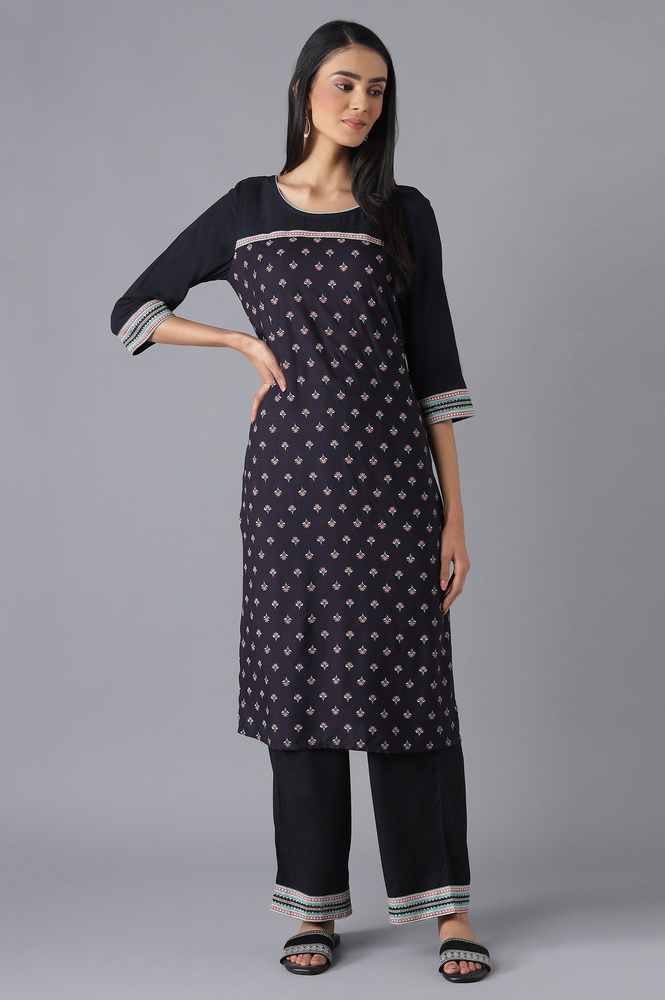 Black Ethnic Festive kurta and Palazzo Set