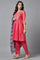 Coral Red A-line kurta, Salwar and Dupatta Set