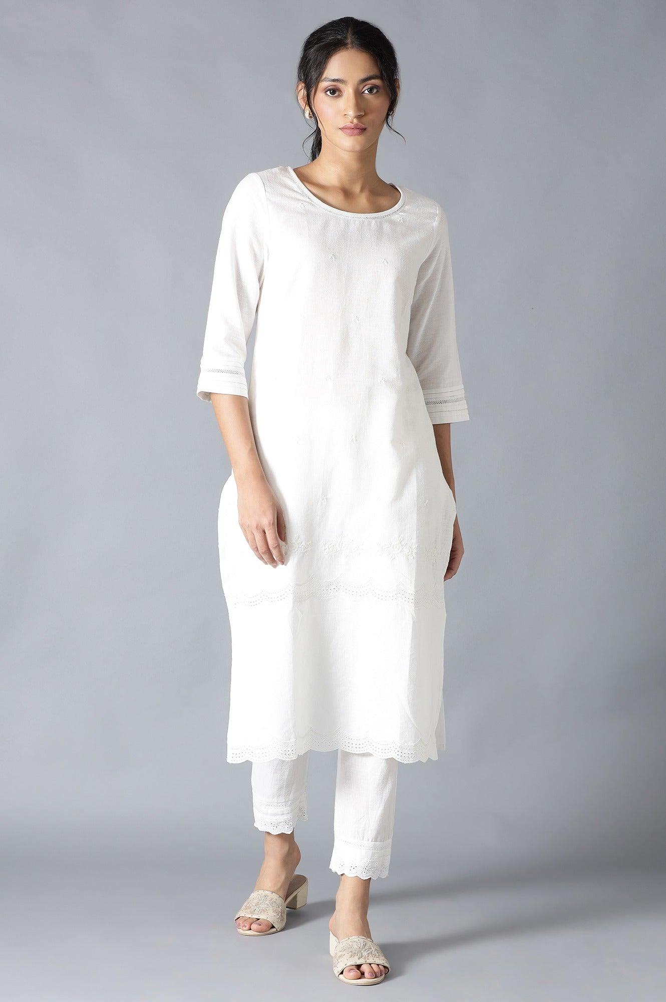 Ecru Embroidered kurta