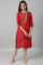 Deep Red Embroidered Festive kurta