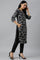 Midnight Black Printed kurta