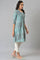 Blue Ikkat Cotton kurta In V-Neck