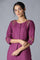 Dark Purple Solid kurta With Embroidery