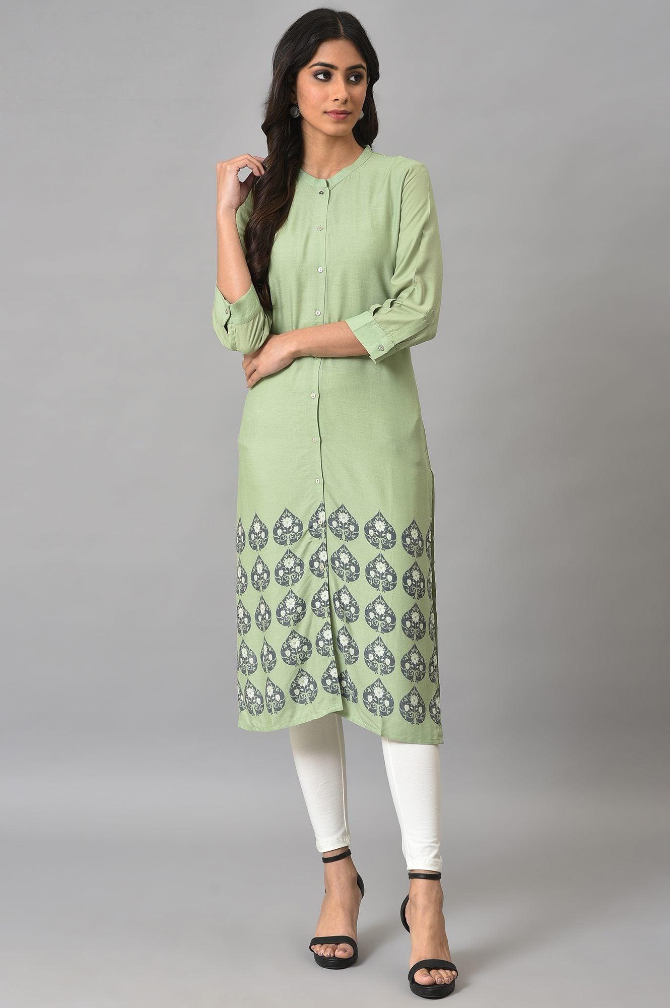 Fern Green Printed kurta