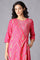 Dark Pink Angrakha Jumpsuit In Round Neck