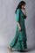 Teal Green Angrakha Jumpsuit In Round Neck