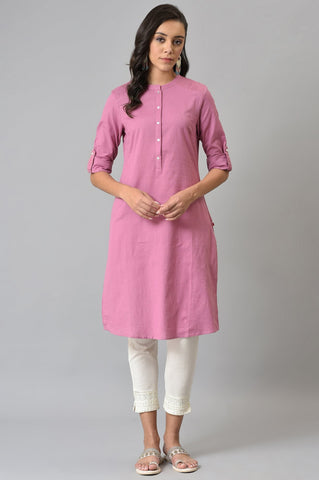 Pink Half Placket Shirt kurta