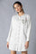 Light Grey Yarn-Dyed Tunic With Thread Embroidery In Mandarin Neck