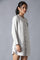 Light Grey Yarn-Dyed Tunic With Thread Embroidery In Mandarin Neck