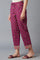 Dark Purple Floral Printed Straight Pants