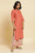 Orange Printed Kurta & Parallel Pants Set