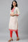 Ecru Dobby kurta, Red Tights And Butta Dobby Dupatta Set