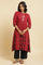 Tango Red Dobby Kurta & Parallel Pants Set