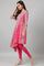 Dark Pink Asymmetrical Hemline kurta With Tights