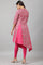 Dark Pink Asymmetrical Hemline kurta With Tights