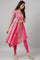 Dark Pink Asymmetrical Hemline kurta With Tights