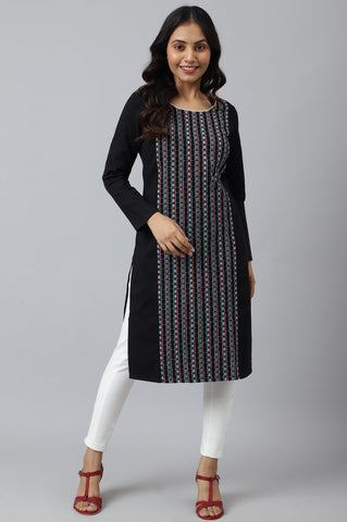 Black Dobby Winter kurta