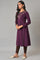 Purple A-Line Embroidered Winter kurta