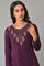 Purple A-Line Embroidered Winter kurta