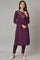 Purple A-Line Embroidered Winter kurta