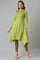 Green A-Line Embroidered Plus Size Winter Kurta