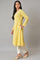 Lemon Yellow Embroidered A-Line Winter kurta