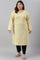 Lemon Yellow Embroidered A-Line Plus Size Winter kurta