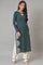 Blue Embroidered Plus Size Winter kurta