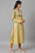 Yellow A-Line Placement Print Winter kurta