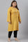 Plus Size Yellow Winter kurta With Embroidered Yoke