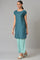 Blue Embroidered kurta With Straight Palazzo