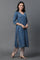 Blue Embellished Straight Kurta