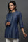 Blue Denim Solid Short Kurti