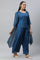 Blue Shantung Top, Gilet and Pants Set